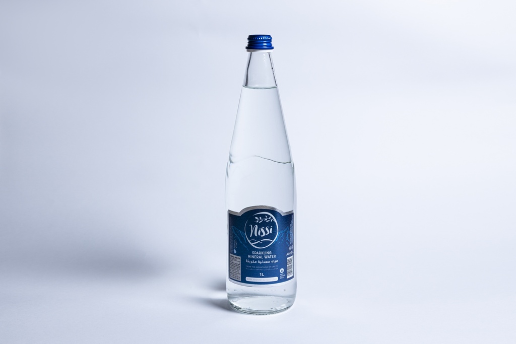 Nissi Greek Mountain Spring Water Sparkling Glass Bottle 1Ltr (12pc)