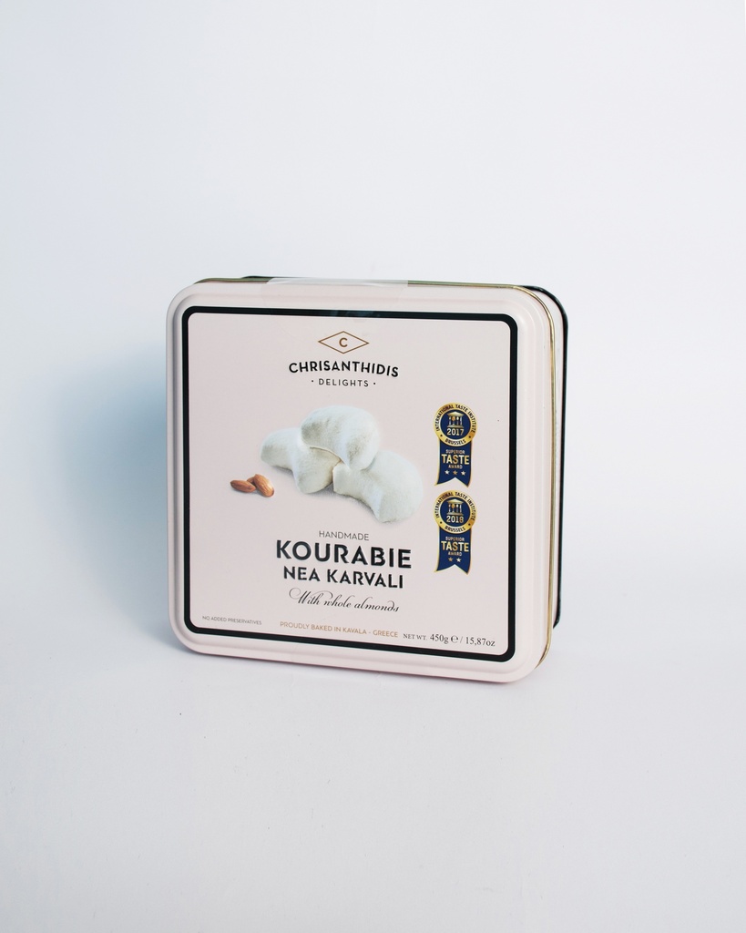 Kourabie with Whole Almonds (Shortbread Biscuit) in Metal Box 450g