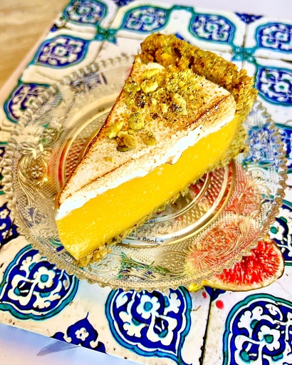 Pistachio Lemon Meringue Tart